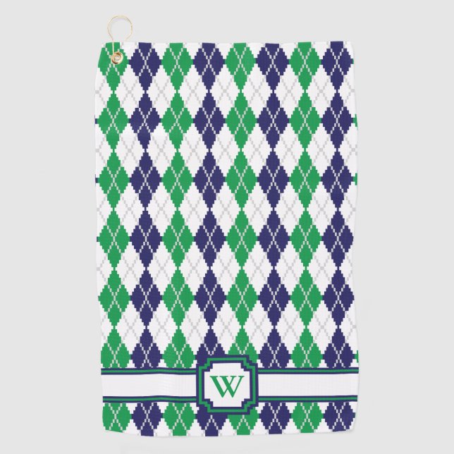 On the Green Argyle Golf Towel (Front)