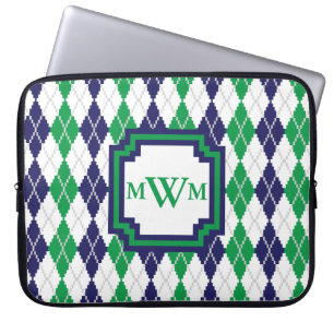 On the Green Argyle Laptop Sleeve