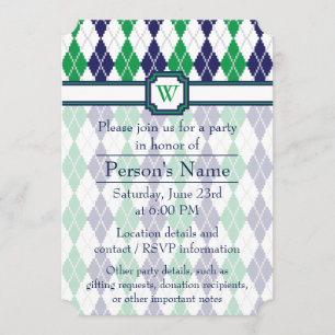 On the Green Argyle Party Invitation