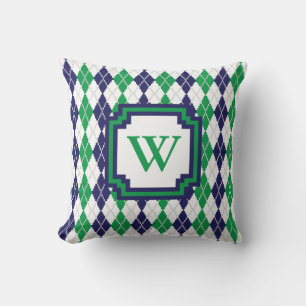 On the Green Argyle Pillow