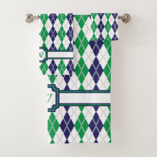 On the Green Argyle Towel Set