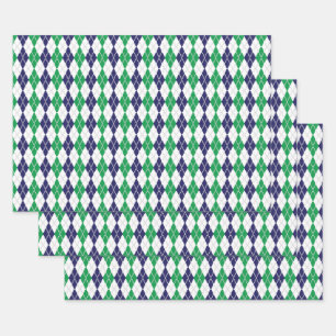 On the Green Argyle Wrapping Paper Set