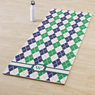 On the Green Argyle Yoga Mat