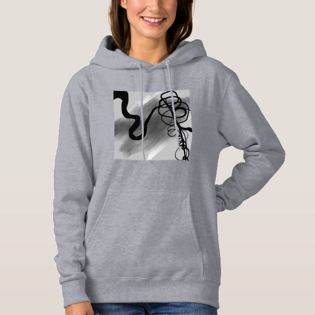 On the Grid: Abstract Grey, Black & White Hoodie (Front)