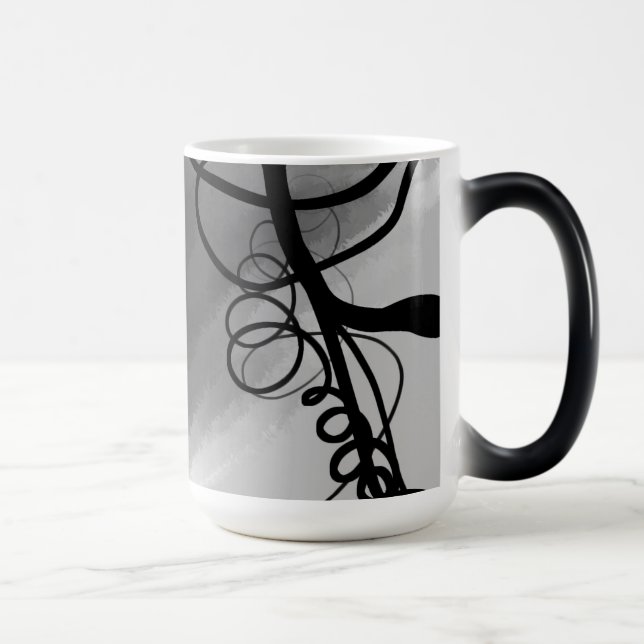 On the Grid: Abstract Grey, Black & White Magic Mug (Right)
