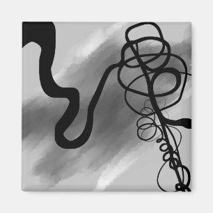 On the Grid: Abstract Grey, Black & White Magnet