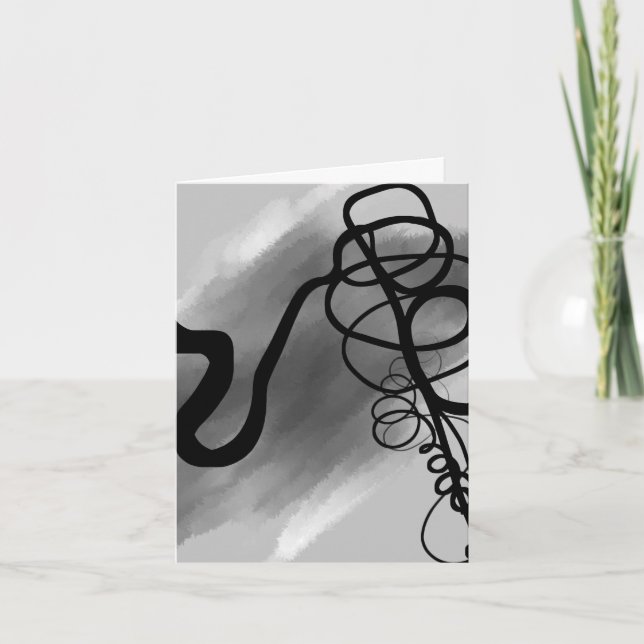 On the Grid: Abstract Grey, Black & White Note Card (Front)