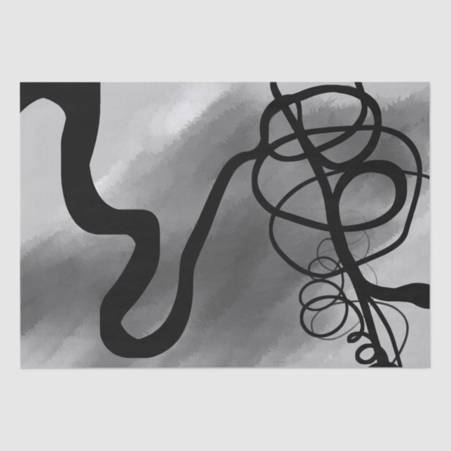 On the Grid: Abstract Grey, Black & White Tissue Paper (Front)