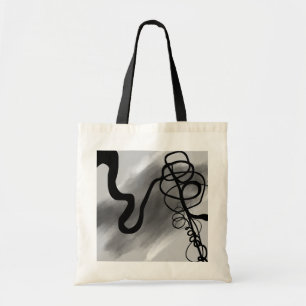 On the Grid: Abstract Grey, Black & White Tote Bag