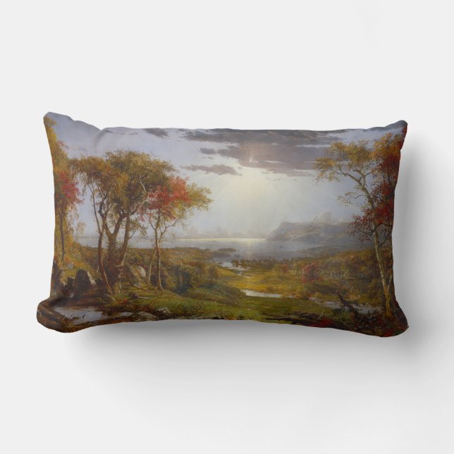 On the Hudson River, 1860 (oil on canvas) Lumbar Cushion (Front)
