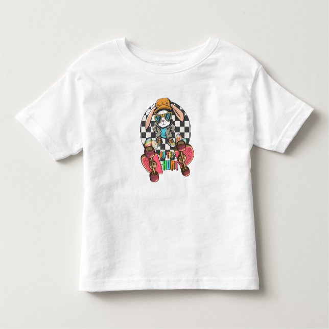 "On the Hunt" Skater Rabbit Toddler T-Shirt (Front)