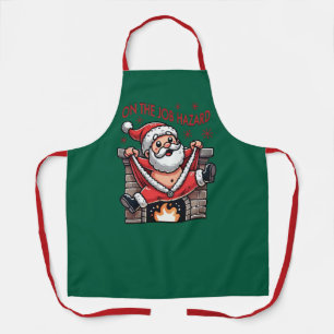 On the Job Hazard Santa on Fire Apron