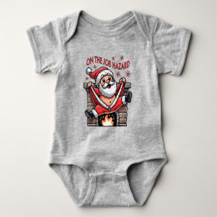 On the Job Hazard Santa on Fire Baby Bodysuit