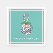 On the Knotty List Nautical Holiday Napkin Seafoam