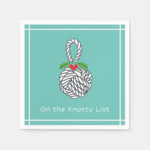 On the Knotty List Nautical Holiday Napkin Seafoam