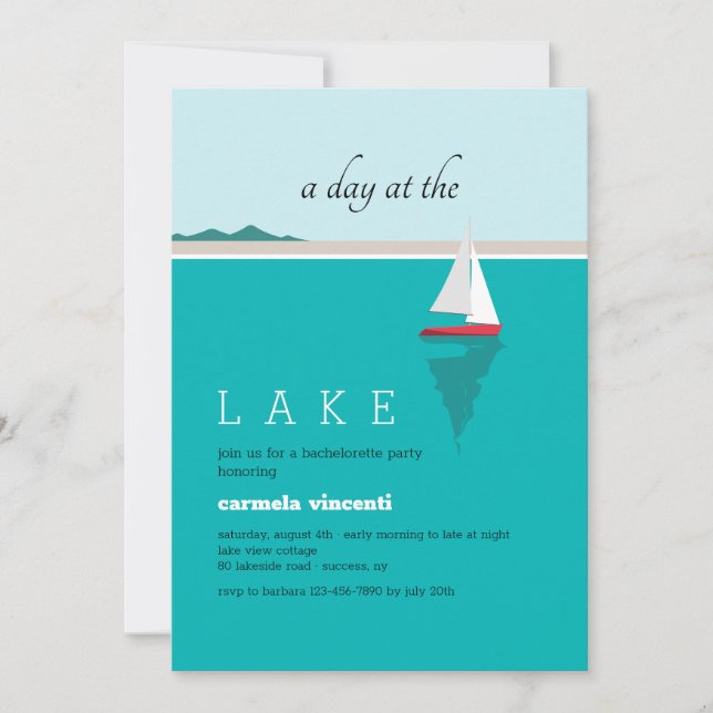 On the Lake Bachelorette Party Invitation (Front)