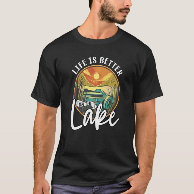 On The Lake Summer Trip Retro Boating Fishing  2 T-Shirt (Front)