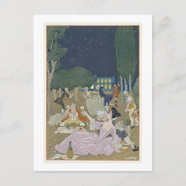 On the Lawn, illustration for 'Fetes Galantes' by Postcard (Front)
