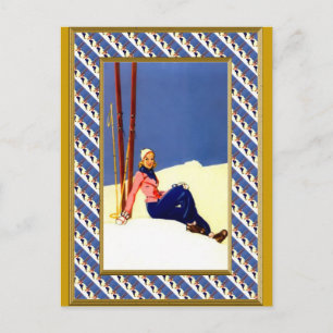 On the mountain slopes holiday postcard