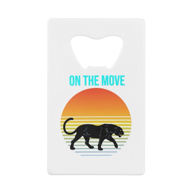 On the Move – Panther Walking Under a Retro Sunset (Front)
