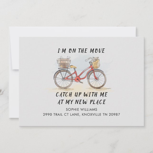 On the Move with Cat Bicycle New Address Moving (Front)