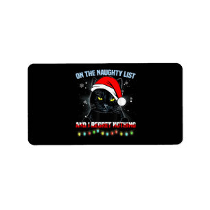 On The Naughty List And I Regret Nothing Cat Chris Label