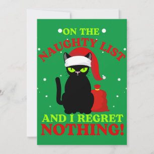 On The Naughty List and i Regret Nothing Thank You Card