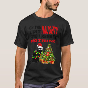 On The Naughty List Christmas Cat Xmas Light Men T-Shirt