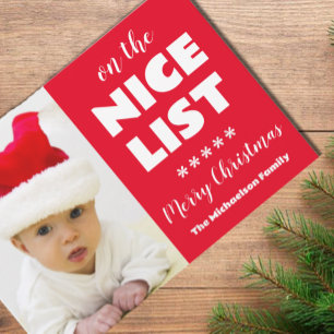 On The Nice List Christmas Photo Holiday Card