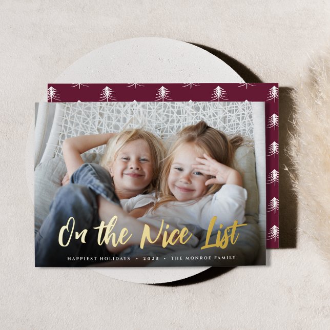On the Nice List | Full Photo Foil Holiday Card (Creator Uploaded)