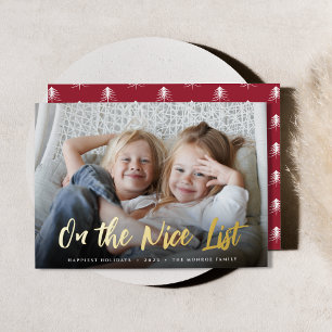On the Nice List   Full Photo Foil Holiday Card