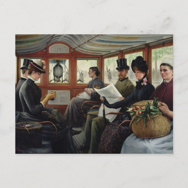 On the Omnibus, 1880 Postcard (Front)
