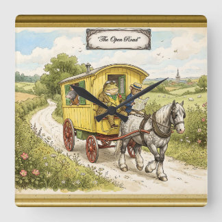 On the  Open Road with Toad, Mole and Ratty Square Wall Clock