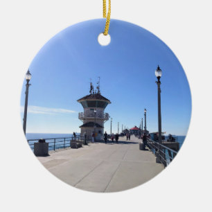 On the Pier, Huntington Beach, California Ceramic Ornament