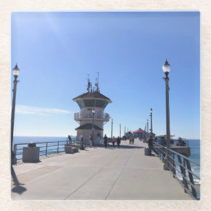 On the Pier, Huntington Beach, California Glass Coaster