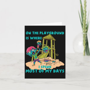 On The Playground Halloween Zombie Costume Card