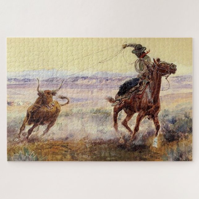 “On the Pond” by Charles M Russell Jigsaw Puzzle (Horizontal)