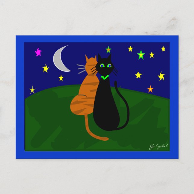 "On The Prowl", Cat Art Gifts--Artist Drawn/Signed Postcard (Front)