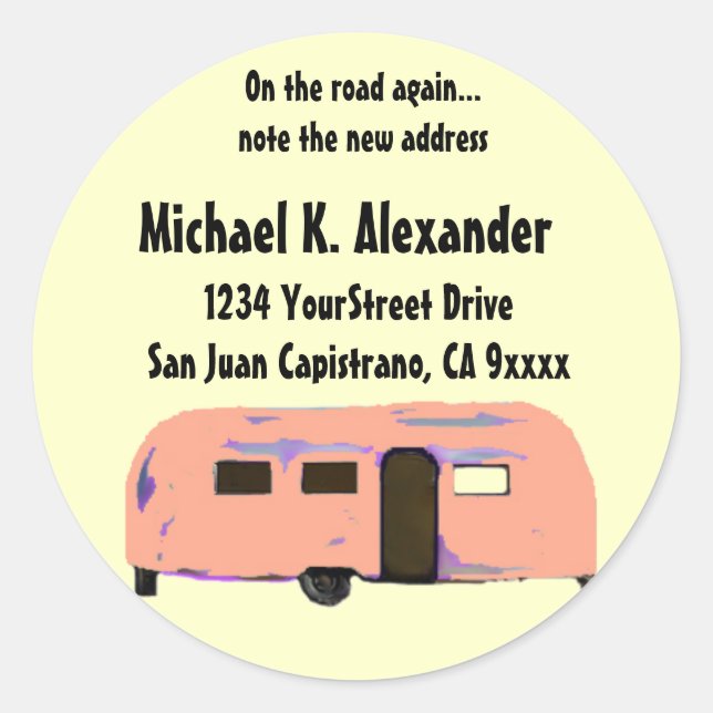 On the Road Trailer Classic Round Sticker (Front)
