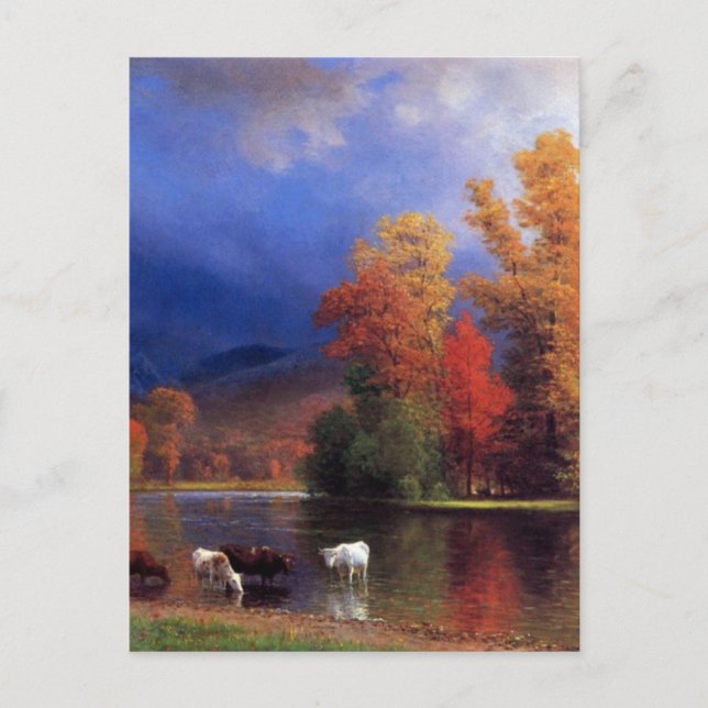 On the Saco - Albert  Bierstadt Postcard (Front)
