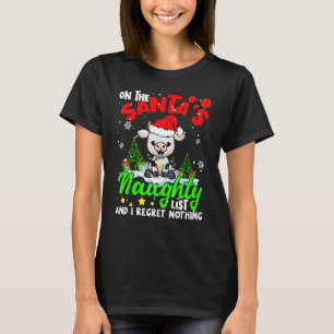 On The Santa List I Regret Nothing Xmas Santa Cow T-Shirt