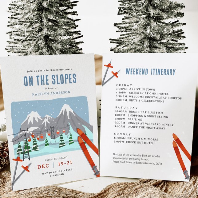 On The Slopes Snow Ski Bachelorette Weekend Invitation (Creator Uploaded)