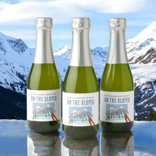 On The Slopes Snow Ski Bachelorette Weekend Sparkling Wine Label
