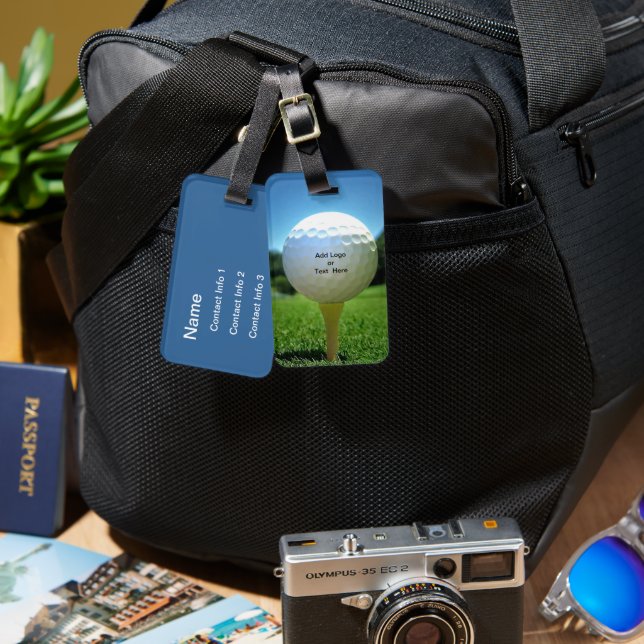 On The Tee Golf Blue Bag Tag (Front & Back)
