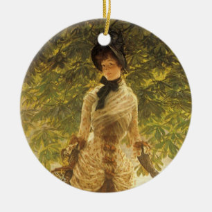 On The Thames by James Tissot, Vintage Realism Ceramic Ornament