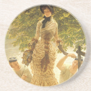 On The Thames by James Tissot, Vintage Realism Coaster