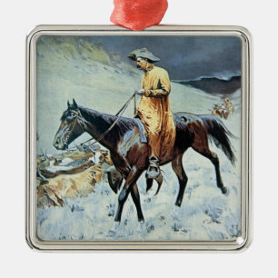On The Trail (oil on canvas) Metal Tree Decoration