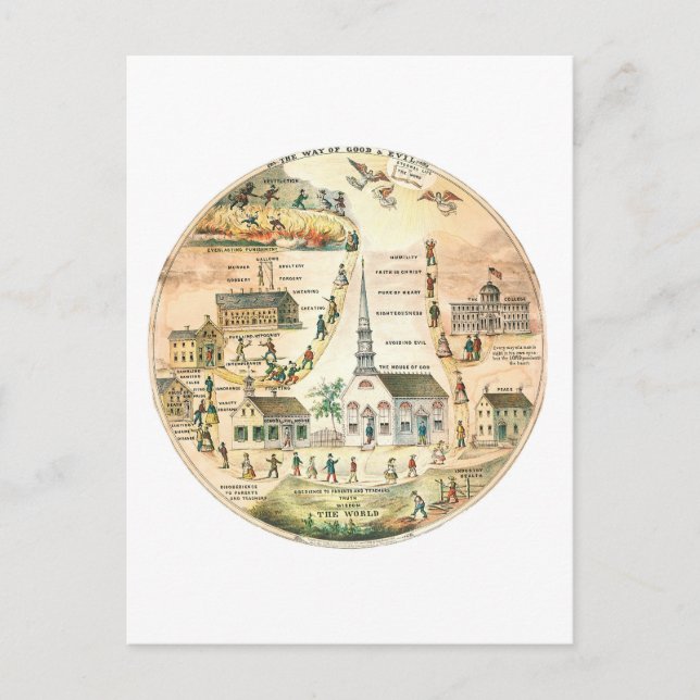 On the Way of Good and Evil Heaven/Hell Postcard (Front)