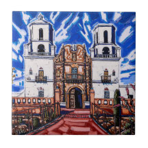 "On the Wings of the Sky, San Xavier" Tile
