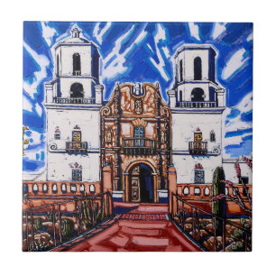 "On the Wings of the Sky, San Xavier" Tile